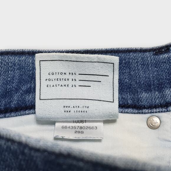 SOLD-AYR The Pop Jeans in Bomba Straight Leg Cropped Frayed Hem High Rise Sz 29S - Picture 12 of 12